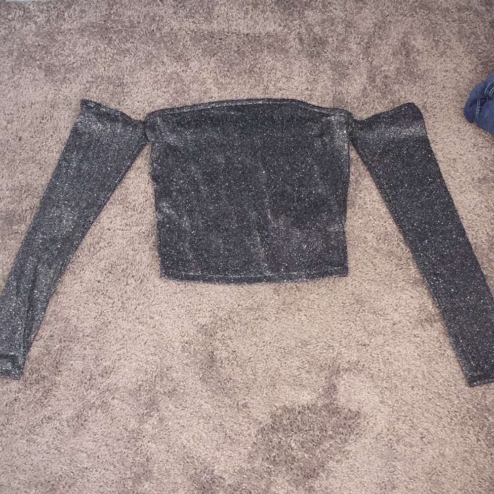 Off the shoulder glittery top